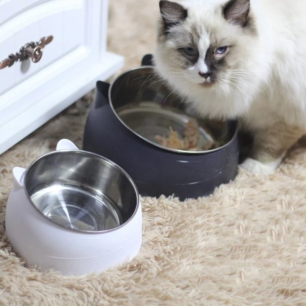 Castron inclinat din inox cu suport de plastic KITTY, diverse marimi si culori, ALB, 400 ml - imagine 3