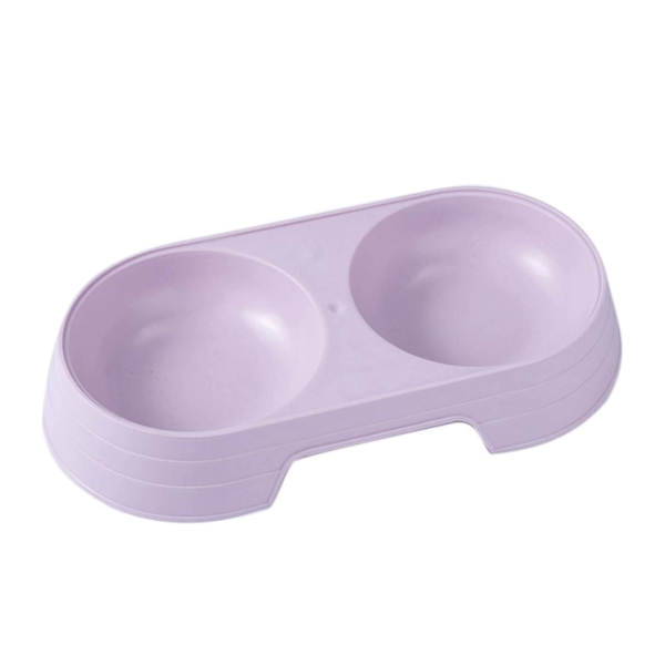 Castron dublu din plastic pentru caini si pisici 23 cm, LILA