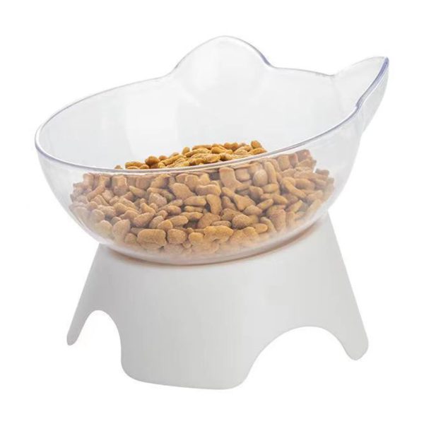 Castron transparent cu suport pentru hrana sau apa Kitty Head