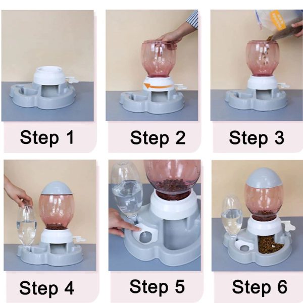 Hranitor si adapator cu alimentator lent si pedala de blocare pentru caini si pisici 500 ml - imagine 4