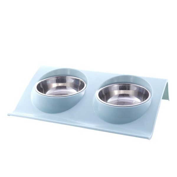 Set doua boluri cu suport de protectie pentru hrana si apa , ALBASTRU, 29 cm x 18.5 cm x 6.2 cm