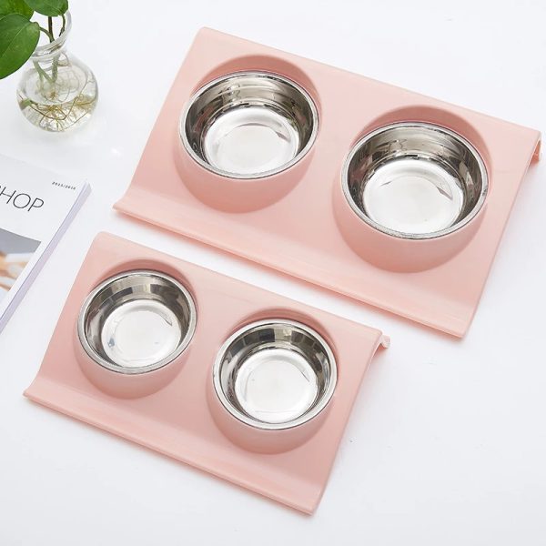 Set doua boluri cu suport de protectie pentru hrana si apa , ALBASTRU, 29 cm x 18.5 cm x 6.2 cm - imagine 2