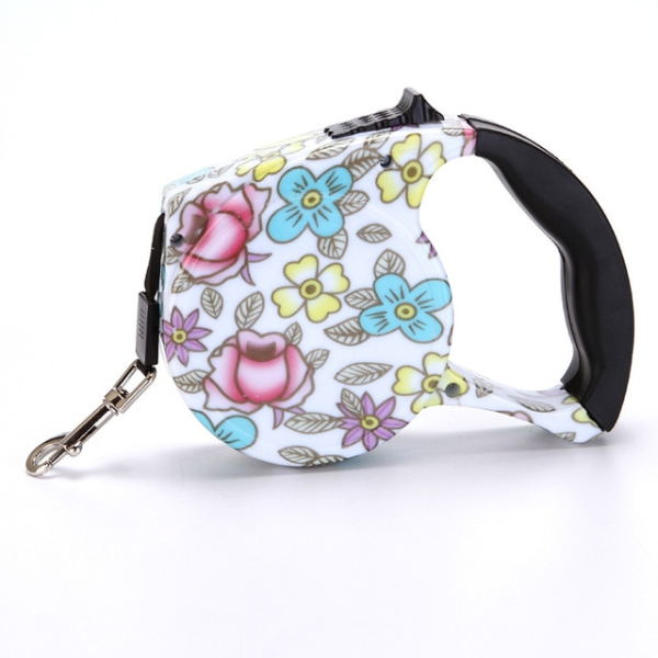 Lesa retractabila YourStyle 5m curea pentru caini pana la max. 15 kg diverse culori, FLOWERS