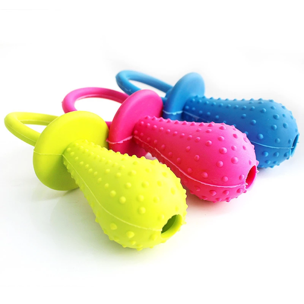 Jucarie cu clopotel in forma de suzeta pentru caini 10 cm - imagine 2