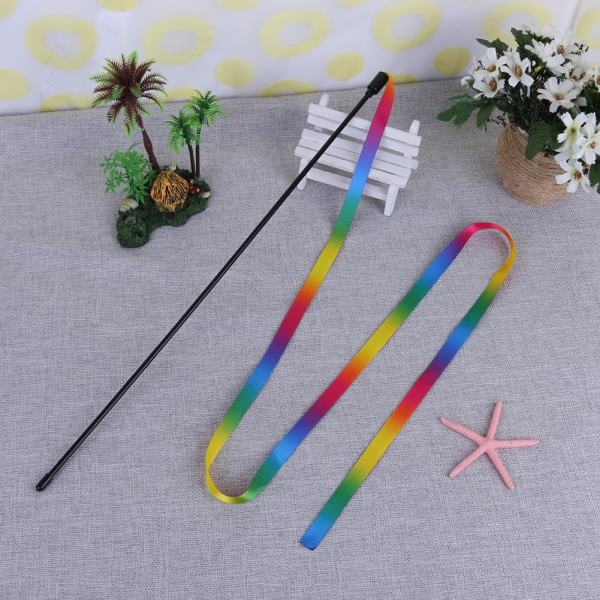 Jucarie undita cu panglica pentru pisici RAINBOW 50 cm - imagine 2