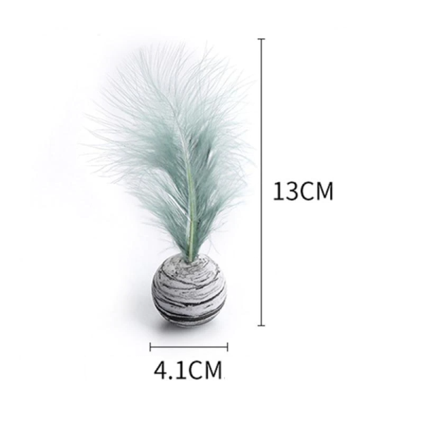 Minge interactiva cu pana pentru pisici 13 cm - imagine 3