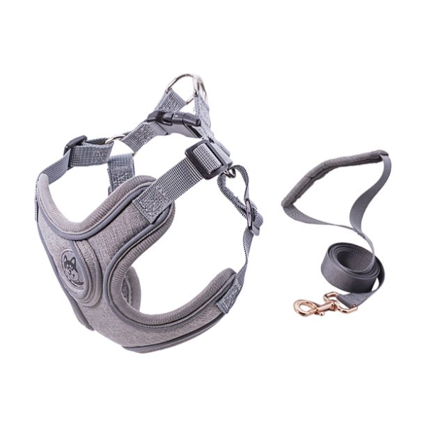 Set ham si lesa pentru caini GreyDream, diverse marimi, culoare GRI, M