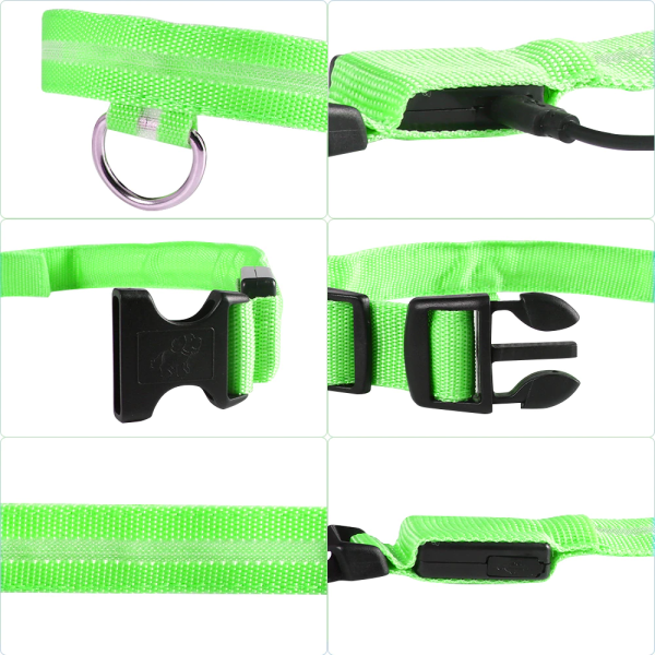 Zgarda vizibila noaptea cu LED si incarcare USB pentru caini, diverse marimi si culori, NEON, M - imagine 4