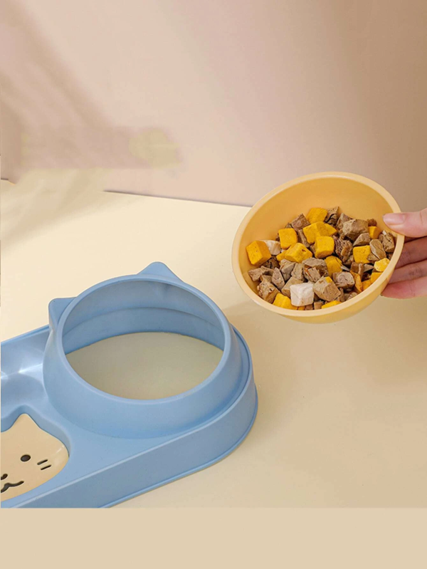 Castron dublu inclinat pentru caini si pisici cu adapator KITTY - imagine 3